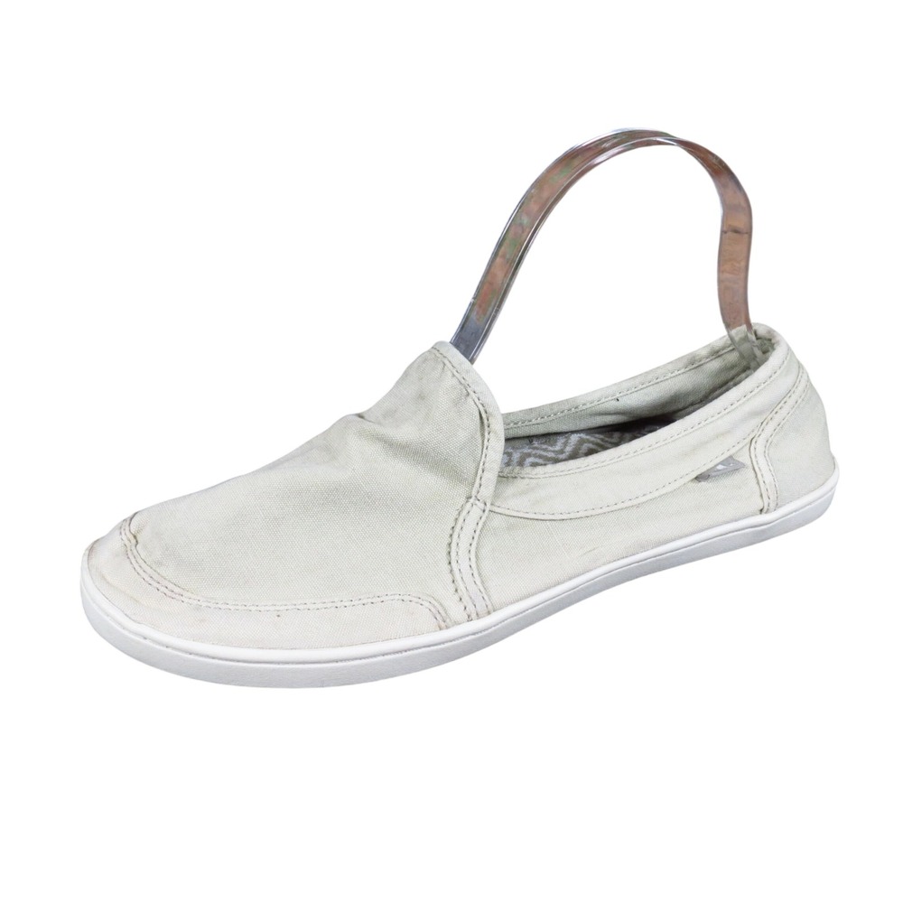 Sanuk Pair O Dice Womens Slip On Sneaker Size 9 Walking Shoe Natural Canvas